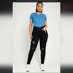 Levi's 720 "Ring the Alarm" High Rise Super Skinny black jeans size 34,faded.